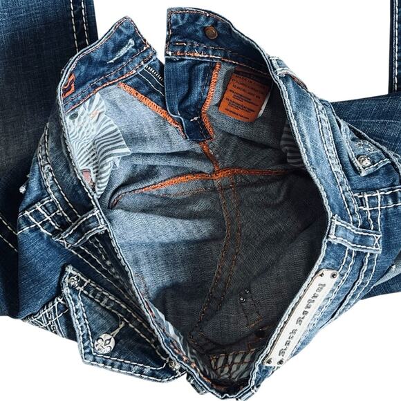 Rock Revival Women’s Sz 28 Swarovski Crystal Easy Boot Jeans Jamie Stretch Denim - Picture 13 of 14